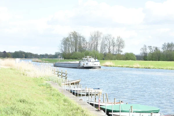 Barco Carga Perto Keppel Hoog Rio Oude Ijssel Achterhoek — Fotografia de Stock