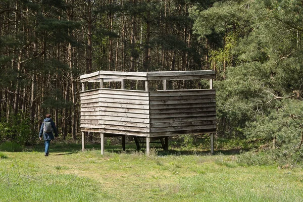 bird hide in nature area near Winterswijk in the Achterhoek with photographer