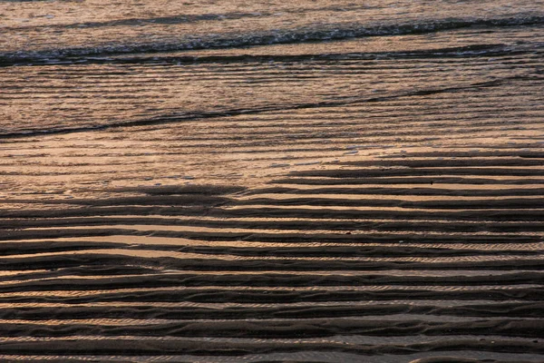 Modèles Vent Mer Soleil Tyde Sur Plage Sable Cadzand Coucher — Photo