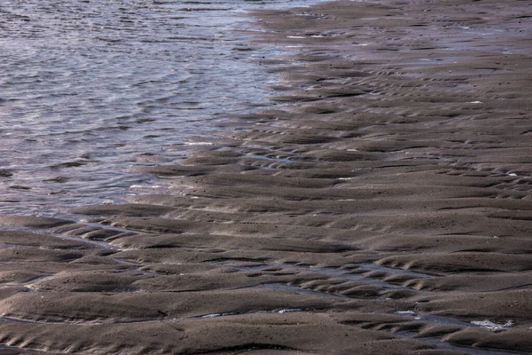 Padrões Vento Mar Sol Tyde Praia Arenosa Cadzand Por Sol — Fotografia de Stock