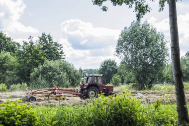 Traktör saman yapıyor. Witte eşiği.