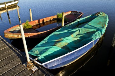 Oude IJssel nehirde iki eski kürek boatd