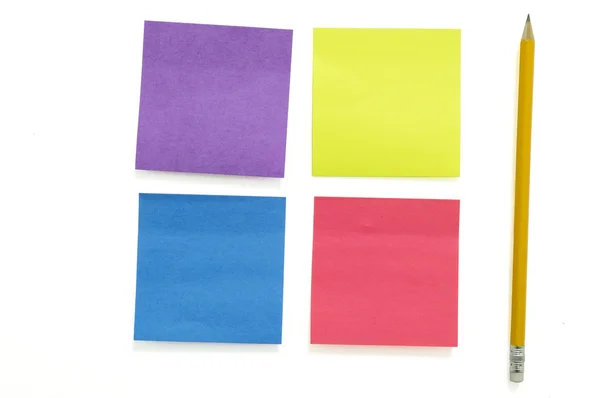 Post it group 6 with pencil — Stock Photo, Image