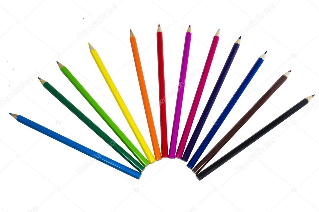 Colour Pencils on white background 2
