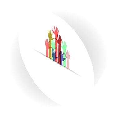 İzometrik tarzı renkler eller yukarı