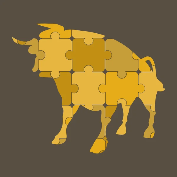 Elegante toro di puzzle — Vettoriale Stock