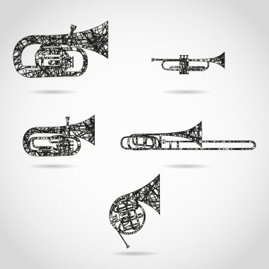 araç kümesi, brass Orkestrası için. boyalı tasarım