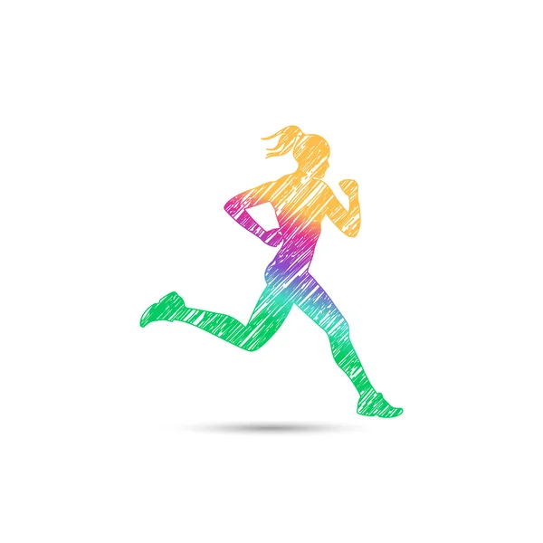 Логотип бегуньи для веб — стоковый вектор