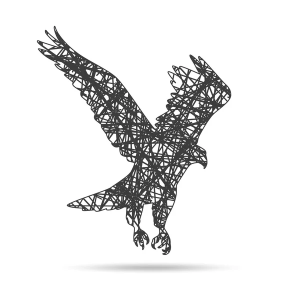 Абстрактная черная ворона с крыльями — стоковый вектор