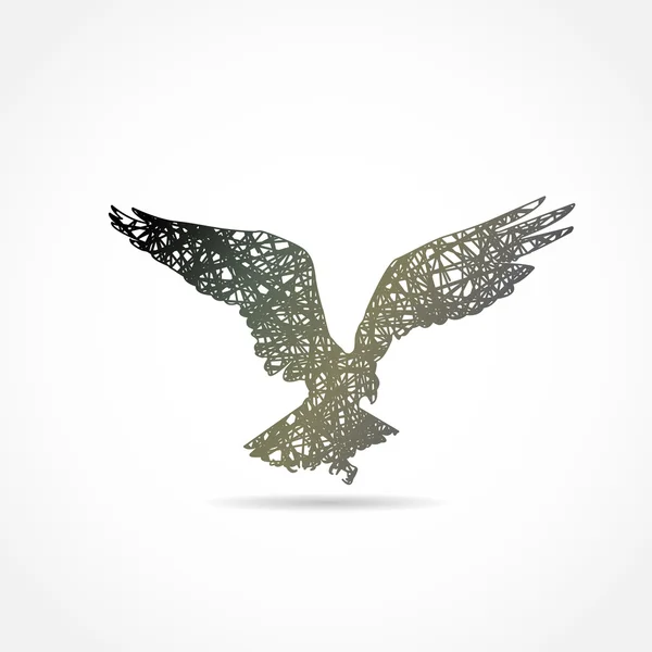 Silueta letícího orla. malovaný logo — Stockový vektor