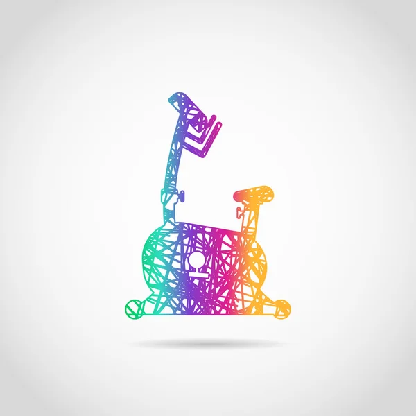 Exercise bike in rainbow colors — Stock Vector