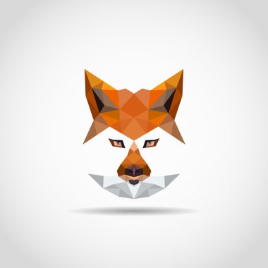 Tilki. poligonal yüz Kızıl saçlı bir logo