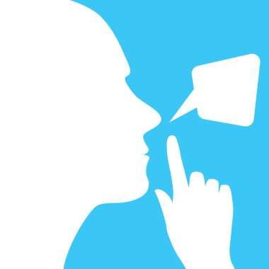 Adamın yüzü, parmak, sessizlik ve diyalog kabarcık