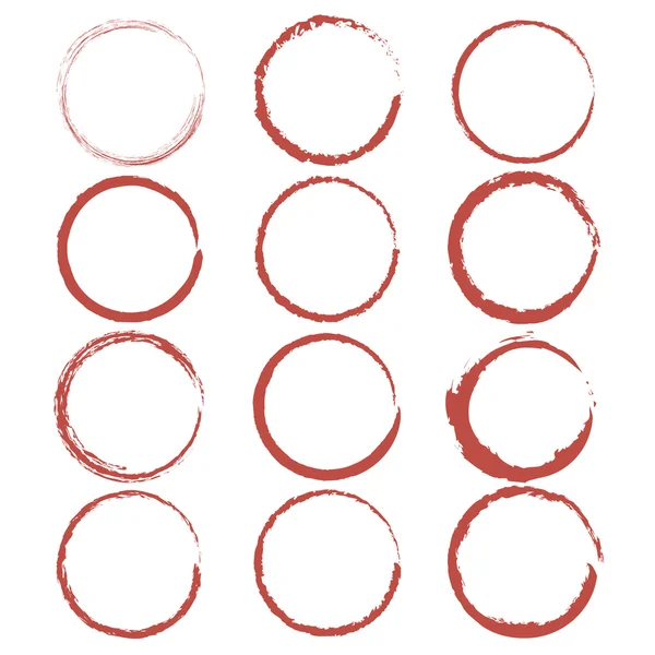 Kırmızı el çizilmiş daireler — Stok Vektör