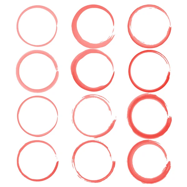 Kırmızı el çizilmiş daireler — Stok Vektör