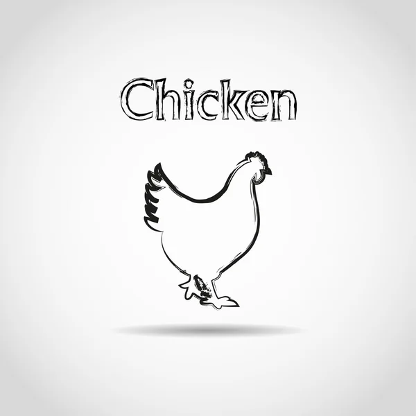 Logo de pincel pintado pollo — Vector de stock