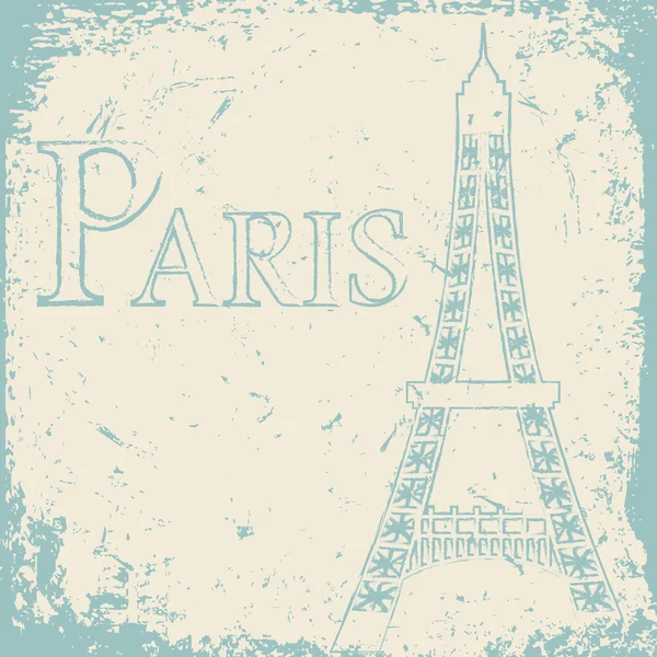 관광객 들을 위한 광고 카드입니다. 파리 타워 — 스톡 벡터