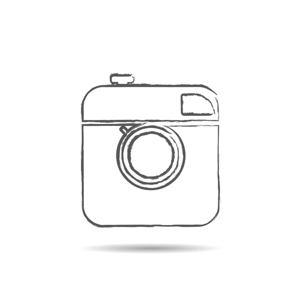 Icono de cámara de fotos vintage pinceles pintados — Vector de stock