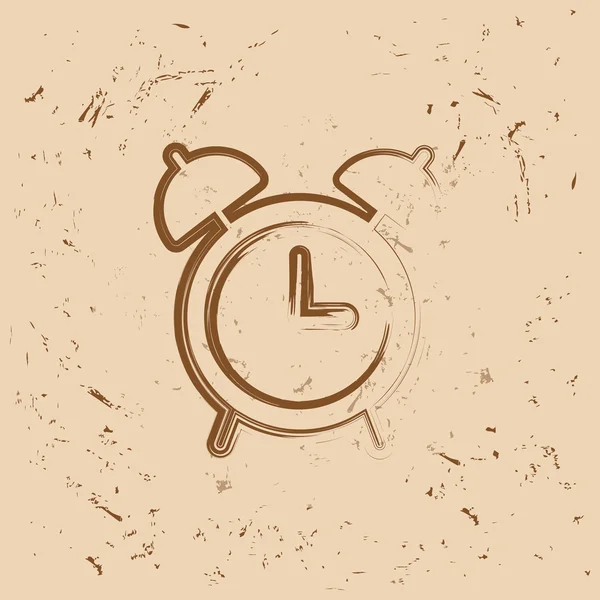 Iconos retro - Reloj despertador clásico. cepillo — Vector de stock