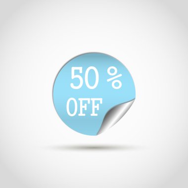 Yarı fiyat etiketi. Özel indirim etiketi. Reklam sembol