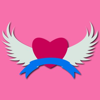 logo of beautiful heart with wings  and lettering. vector