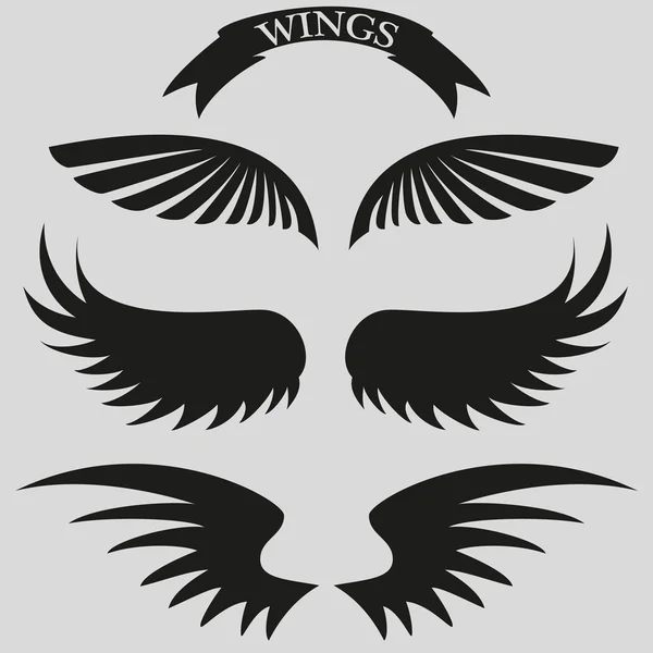 Set of beautiful, stylish wings. Stock vector — 스톡 벡터