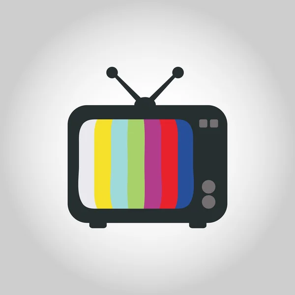 Icon tv mit farbigen Linien auf dem Bildschirm, auf grauem Hintergrund — Stockvektor