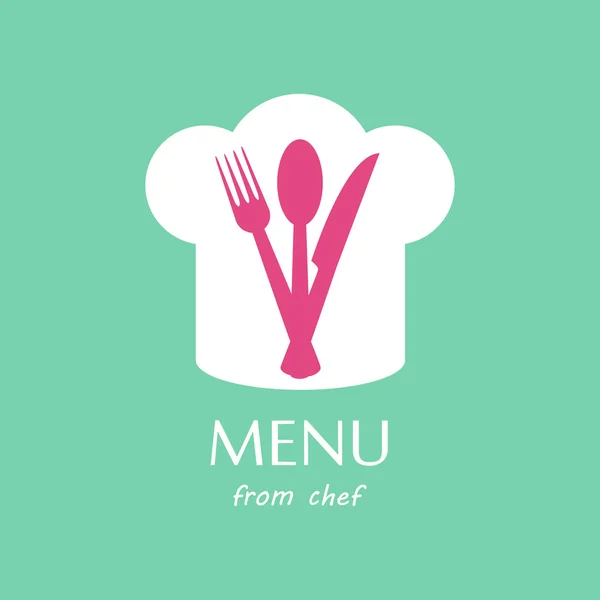 Logo menu from chef with appliances. vector — Διανυσματικό Αρχείο