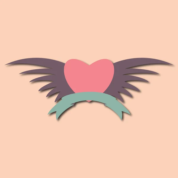 Logotipo de hermoso corazón con alas y letras. vector — Archivo Imágenes Vectoriales