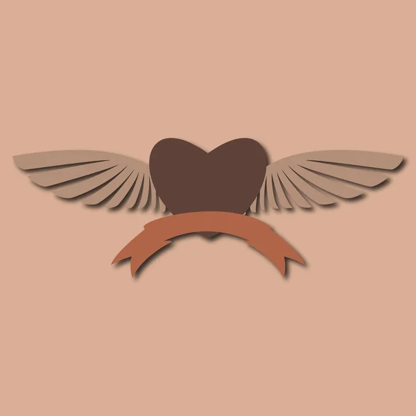 Logo of beautiful heart with wings  and lettering. vector — Stok Vektör