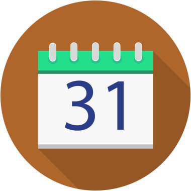 icon calendar with the date with flat shadow on brown background