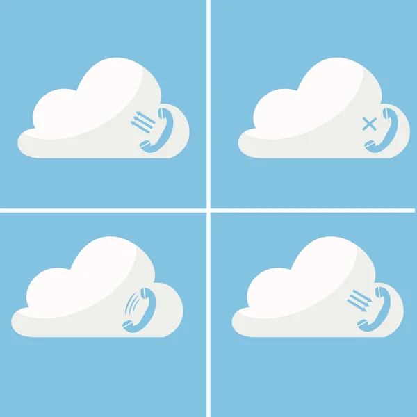 Icono establece diferentes opciones para responder a una llamada en la nube — Vector de stock