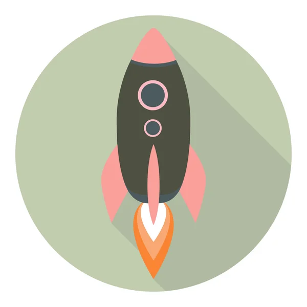 Rocket flat icon with long shadow. vector. isolated — Stock Vector
