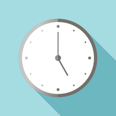 Saat düz simgesi. Dünya zaman kavramı. mavi arka plan