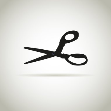 makas gölgeli gri bir arka plan üzerinde. simge. etiket. Hisse senedi 