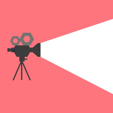 Cool retro film projektör vektör ayrıntılı afiş, broşür