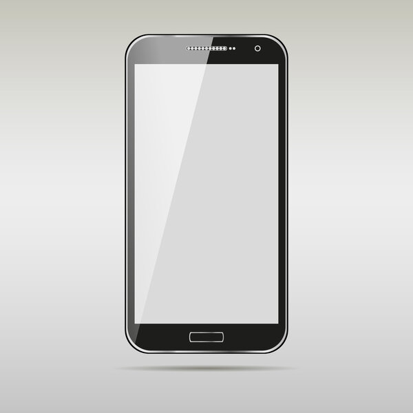 Современный планшетный смартфон с сенсорным экраном изолирован на светлом фоне. вектор

