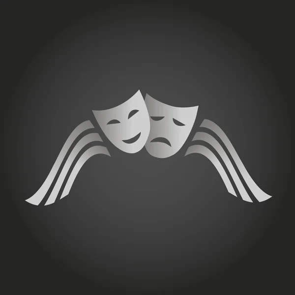 Duas máscaras de alegria e tristeza. logo Teatro. cena artes — Vetor de Stock