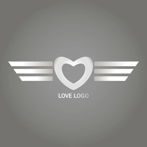 Logo amor. diseño metálico con estilo. vector de stock — Vector de stock