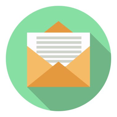 Açık ileti düz simgesi gölge ve renkli backgroud web için