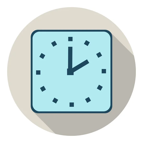 Icono del reloj, ilustración vectorial diseño plano con sombra larga — Vector de stock