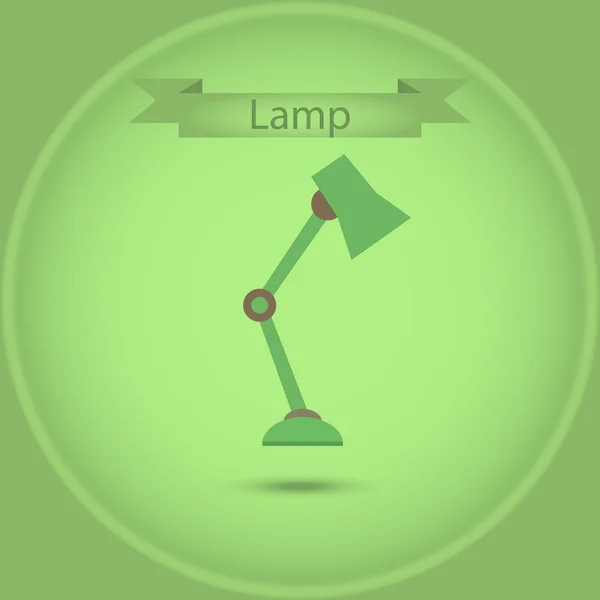 Icono de lámpara de lectura con sombra sobre fondo verde — Vector de stock