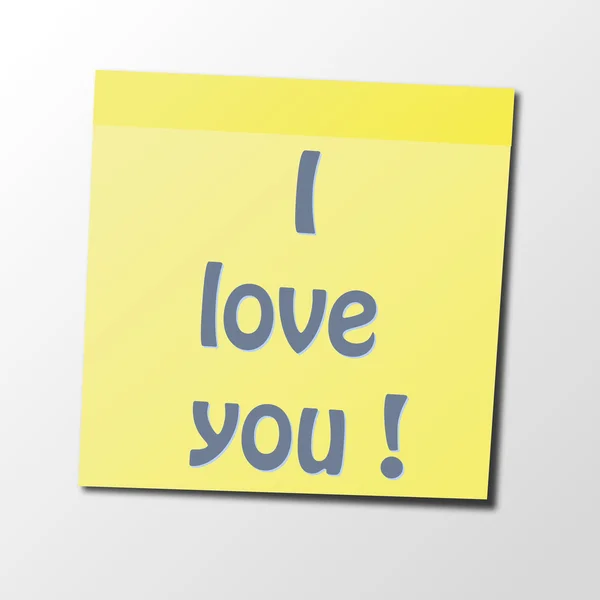 Gele Sticker ik hou van je — Stockvector