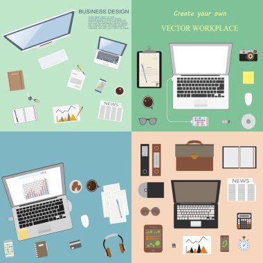 Mega excellent set of workspaces for business and office. clipart
