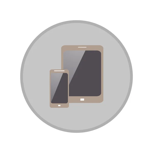 Icono del teléfono y la tableta en una ronda en el diseño plano — Archivo Imágenes Vectoriales