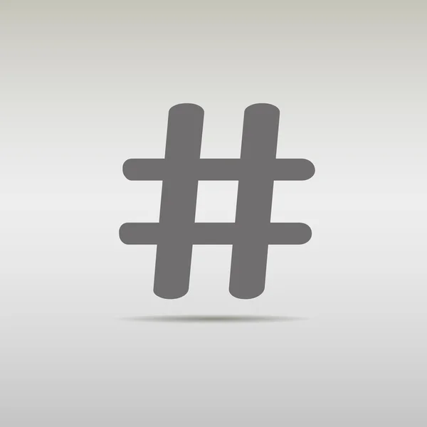 Icono de hashtag negro con sombra. aislado sobre fondo gris . — Vector de stock
