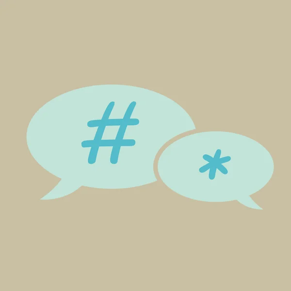 Un asterisco en el aire y diálogo de hashtag — Vector de stock