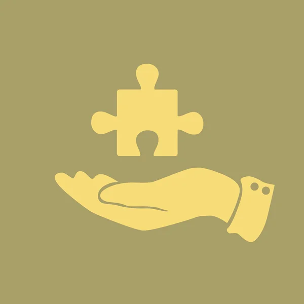 Ikona puzzle v lidské ruky — Stockový vektor