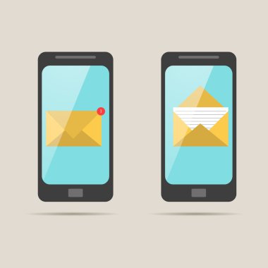 iki telefon ile alınan iletinin ve güzel bir arka plan üzerine açık