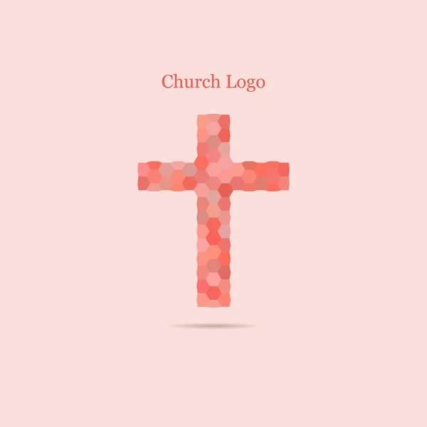 Logo de l'église en forme de croix. Différentes nuances de rouge en une seule pièce — Image vectorielle